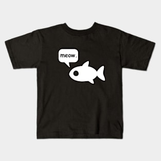 Talking Fish -  Cartoon fish says “meow” (monochromatic + text Bubble) - ORENOB Kids T-Shirt